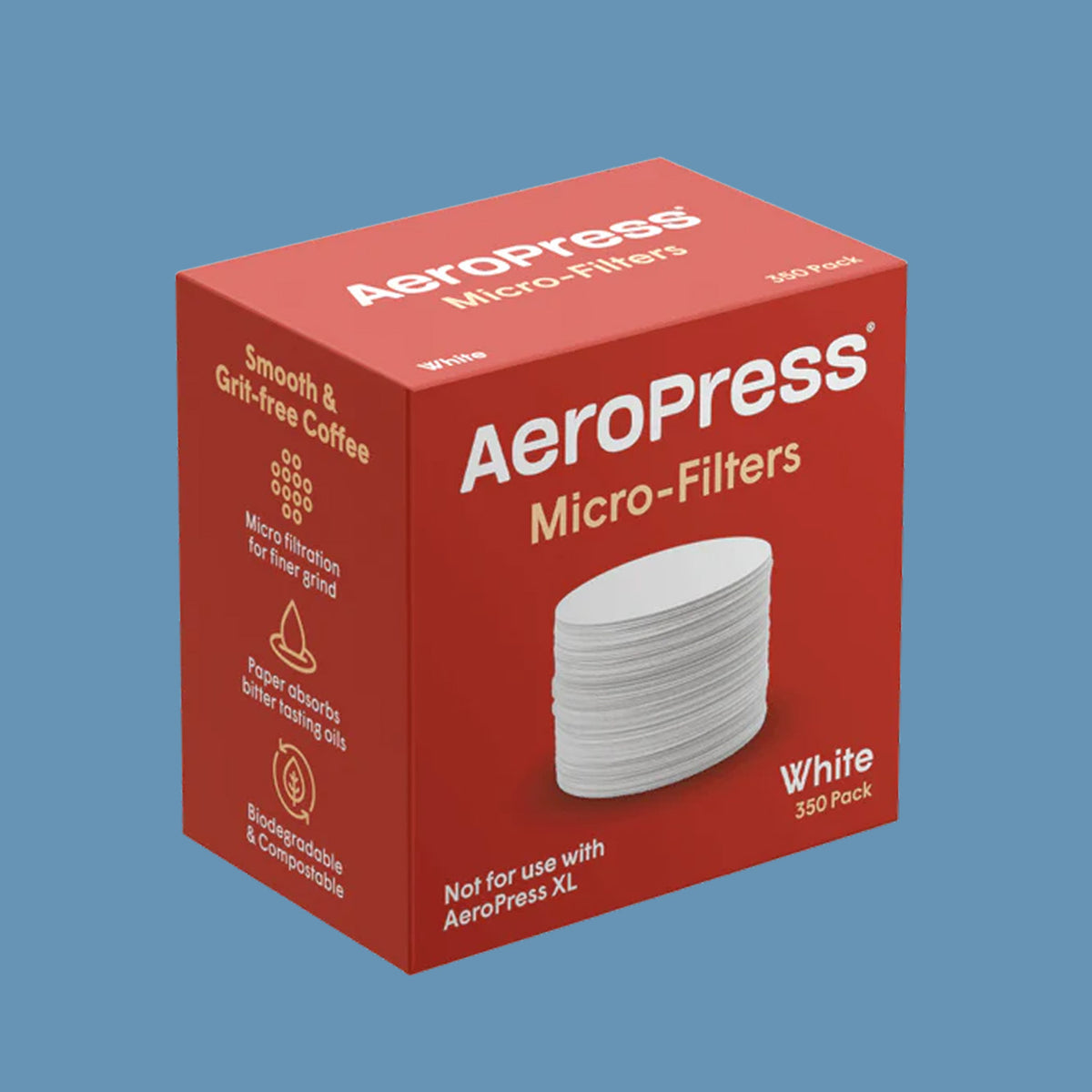 Box of 350 white AeroPress paper micro-filters